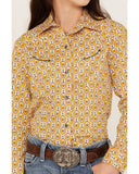 Girl's Medallion Print Long Sleeve Western Snap Shirt