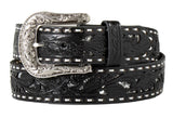 Nocona Western Womens Belt Silver Glitter Underlay Bucklace Black N320000201