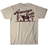 Back view of American Cattle Company Shadow Horn Tee featuring a longhorn silhouette and desert cactus design.