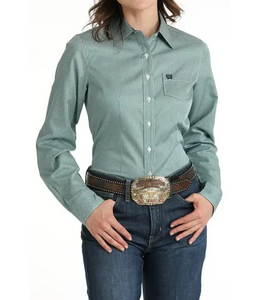 CINCH - Women's TENCEL Teal Stripe Button down Shirt