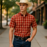 Rock & Roll Plaid Dobby Short Sleeve Button Down