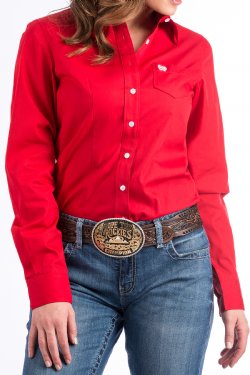 CINCH - Women's Solid Red BUtton Down Western Shirt #MSW9164032