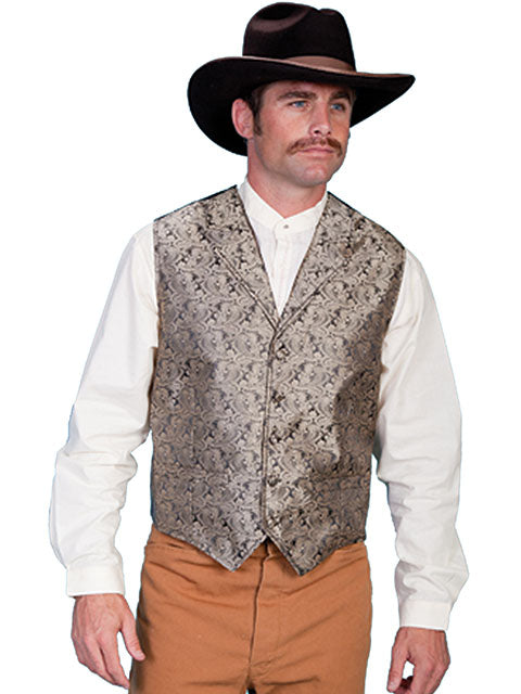 SCULLY - Men's Classic Paisley Taupe Vest #RW093