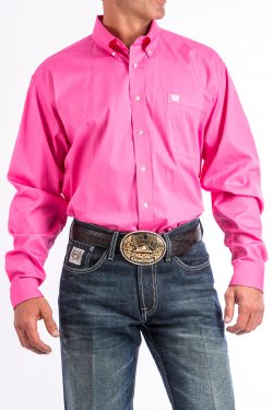 CINCH - MENS SOLID PINK BUTTON-DOWN WESTERN SHIRT #MTW1103320