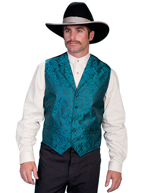 SCULLY - Men's Classic Paisley Teal Vest #RW093