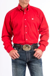 CINCH - MENS SOLID RED BUTTON-DOWN WESTERN SHIRT #