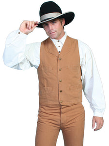 SCULLY - Men's Durable 100% Cotton Canvas Brown Vest #RW041
