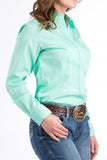 CINCH - Women's Solid Green Button Down Western Shirt #MSW9164028